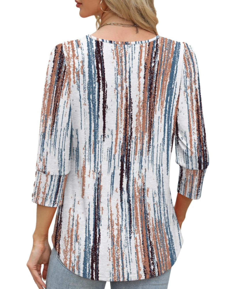 Hannah Chemisier Femme Boutonné – Blouse à Manches 3/4 Légère et Élégante