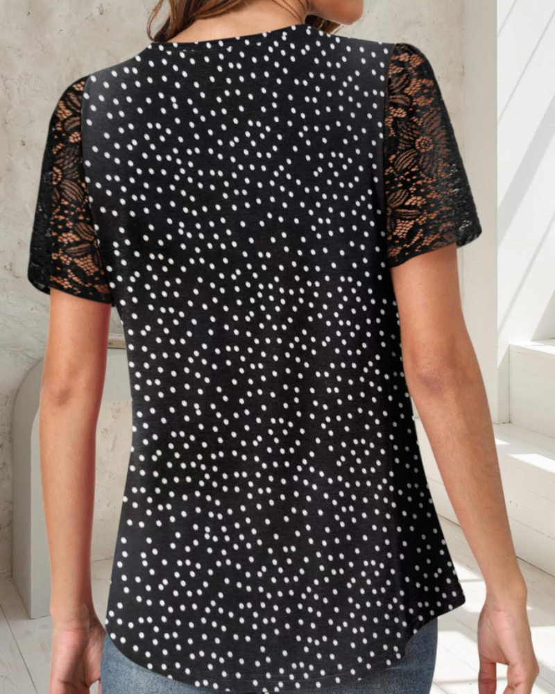 Chloe Bluse Damen – Oberteil mit V-Ausschnitt und eleganten, lässigen Spitzenärmeln