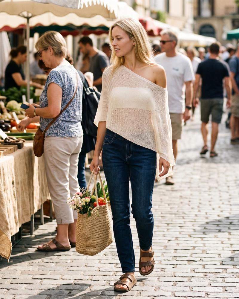 Francelia Transparent Poncho til Kvinder – Asymmetrisk Ét Skulder Badedragtcover-up