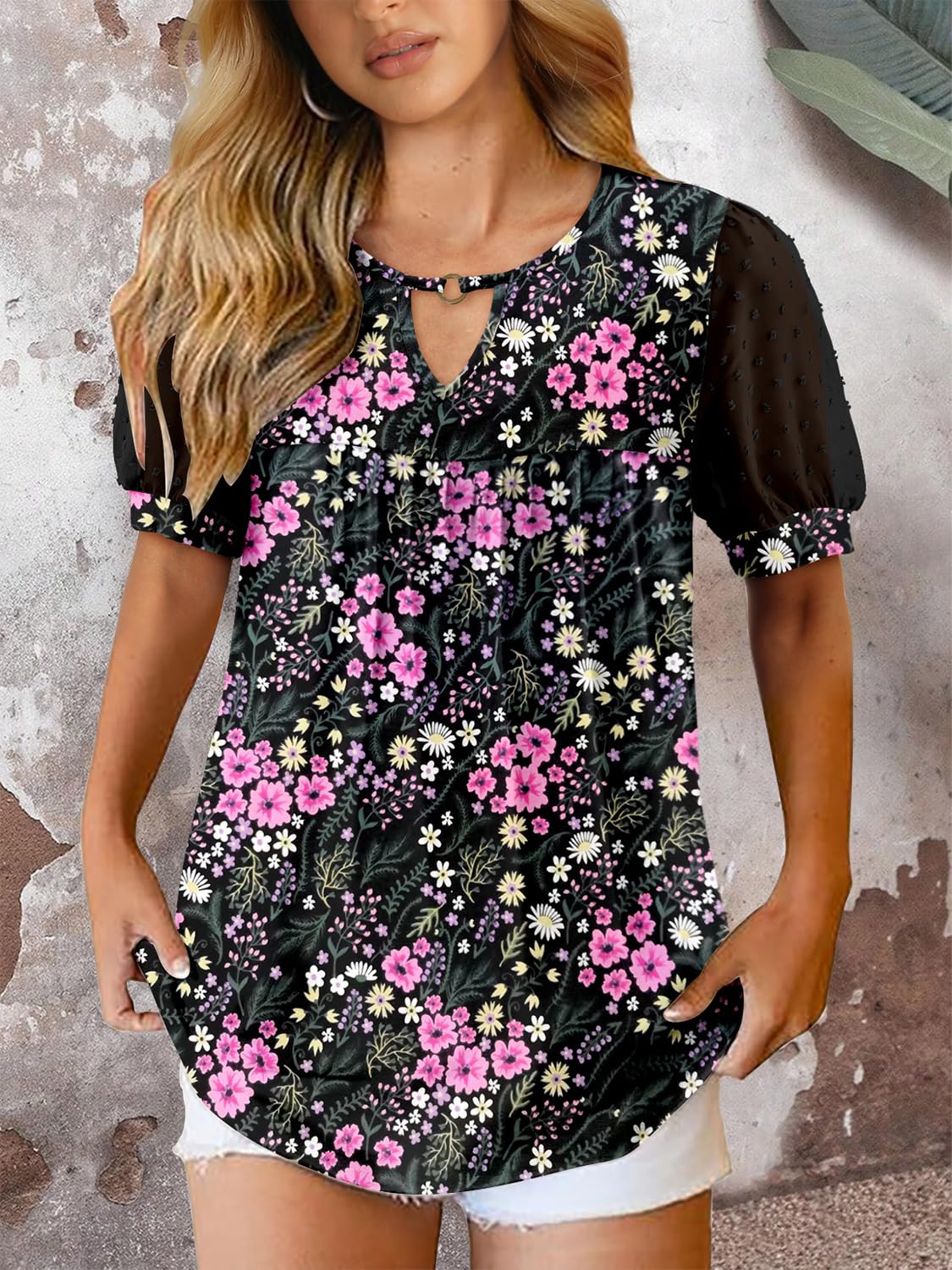Blusa Casual de Mujer Fairy – Blusa Fluida con Cuello Redondo y Mangas Cortas