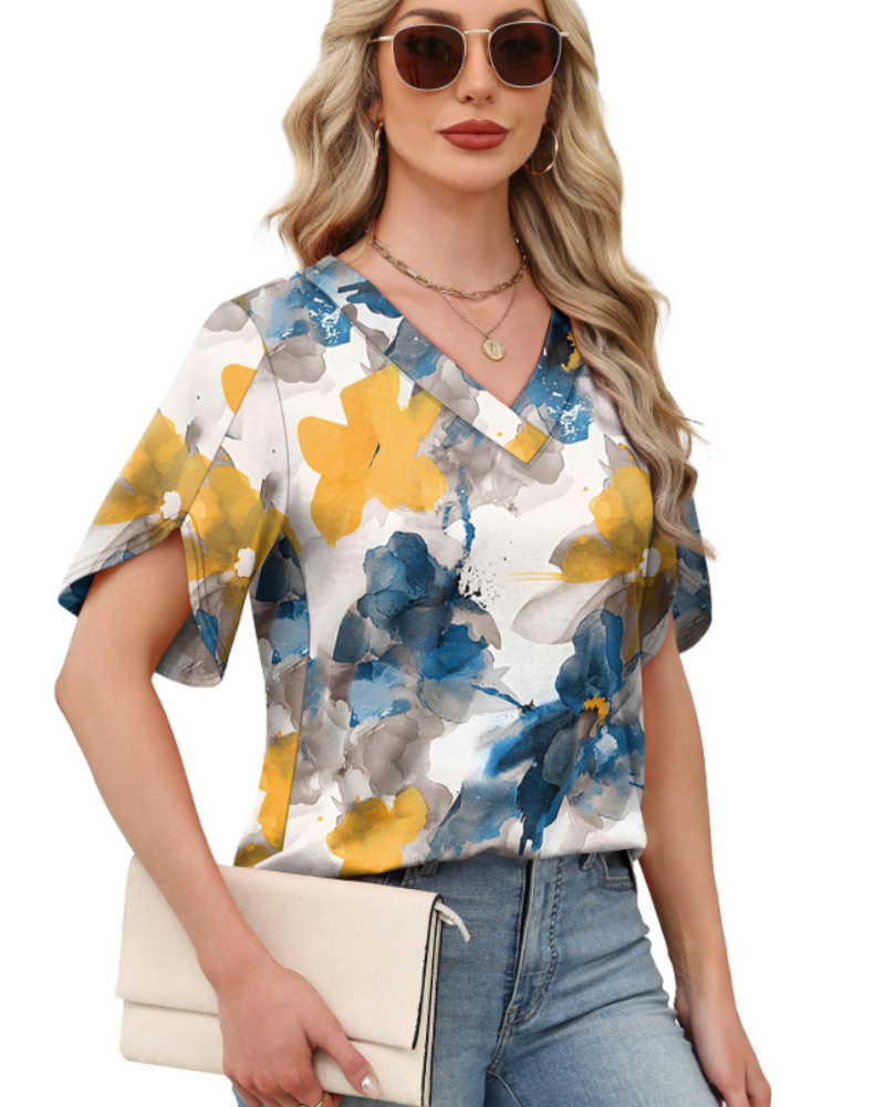 Sophie Bluse Damen – Elegantes & Lässiges Oberteil mit V-Ausschnitt und Flügelärmeln