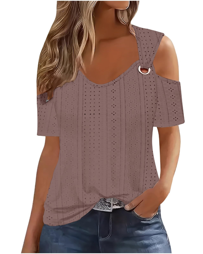 Blusa Lemma Mulher – Ombros Descobertos Gola Redonda Mangas Curtas