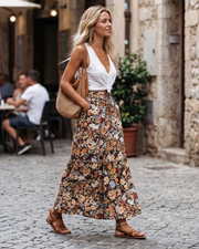 Maxi-Rock Sienna für Damen mit Blumenmuster – Eleganter, fließender, langer Rock mit hoher Taille