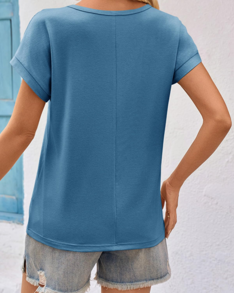 Natalia Spitzenbluse für Damen – Elegante Bluse mit Rundhalsausschnitt und kurzen Ärmeln