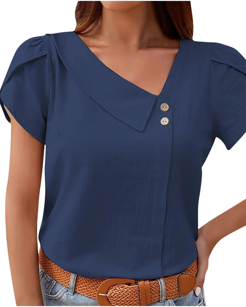 Olivia Bluse Damen – Eleganter und atmungsaktiver V-Ausschnitt mit Tulpenärmeln
