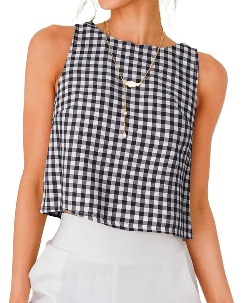 Sienna Top Femme en Lin – Blouse Courte Sans Manches avec Boutons Dos Élégants