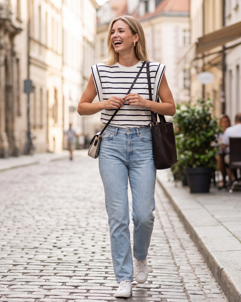 Fionna T-Shirt Femme en Coton – Haut Col Rond à Manches Courtes Élégant