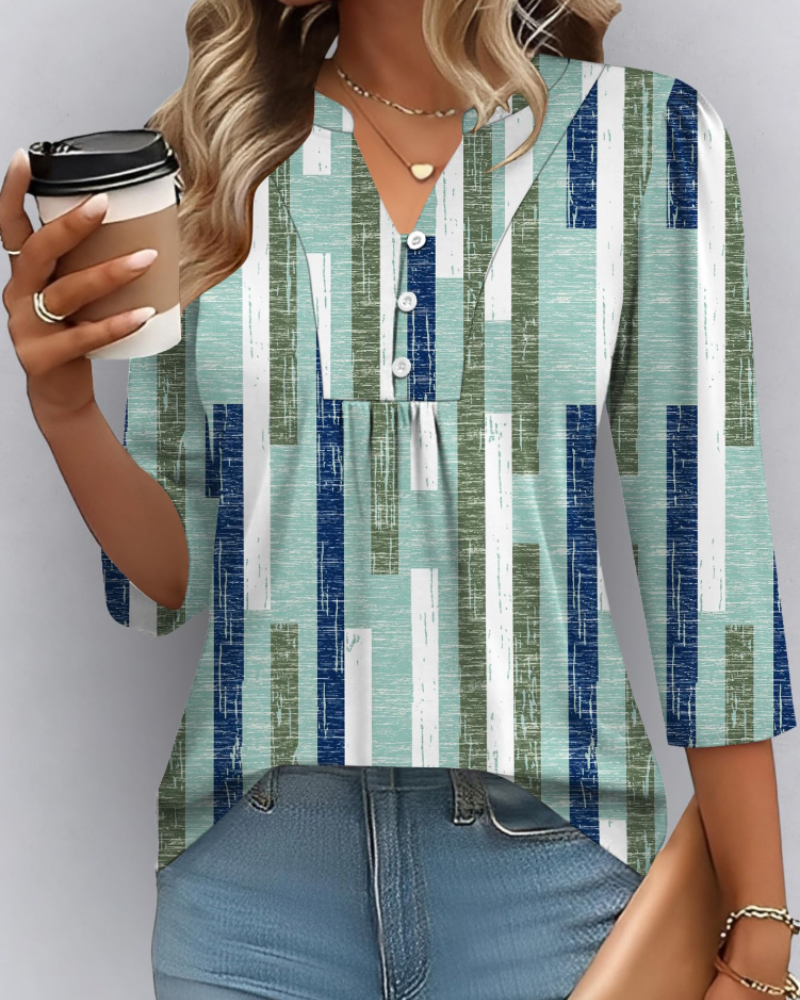 Hailey Chemisier Bohemia Mujer – Blusa con Cuello en V Plisada y Mangas 3/4