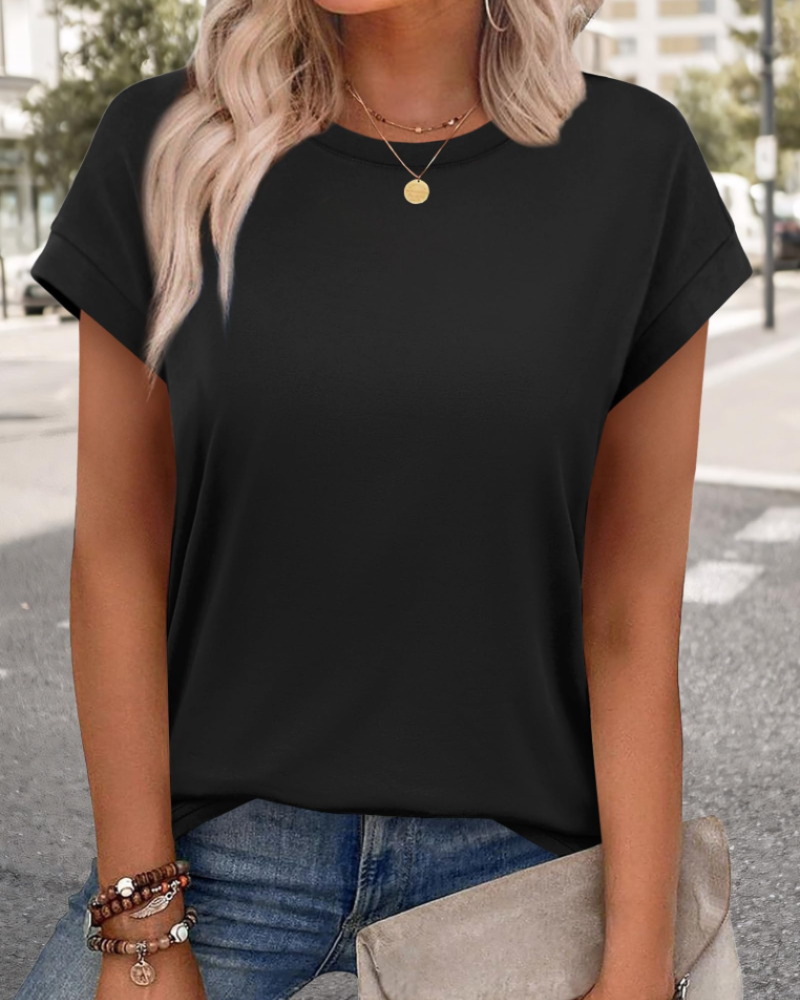 Milly Bluse Damen – Elegantes Tunika-Oberteil mit Rundhalsausschnitt und kurzen Ärmeln