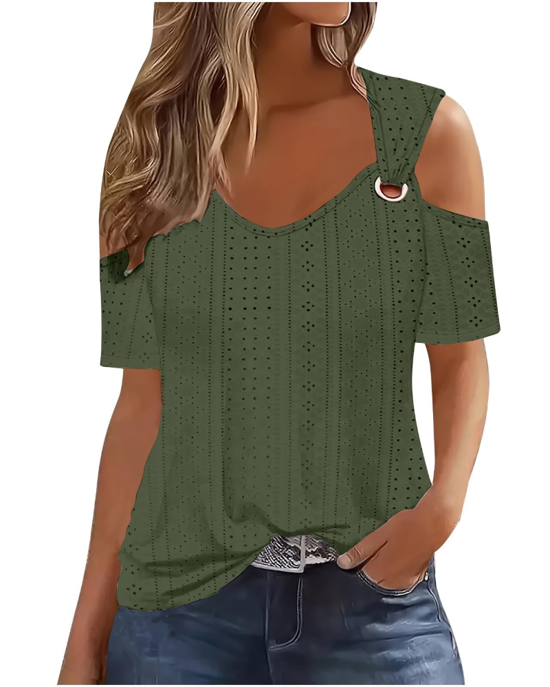 Blusa Lemma Mulher – Ombros Descobertos Gola Redonda Mangas Curtas