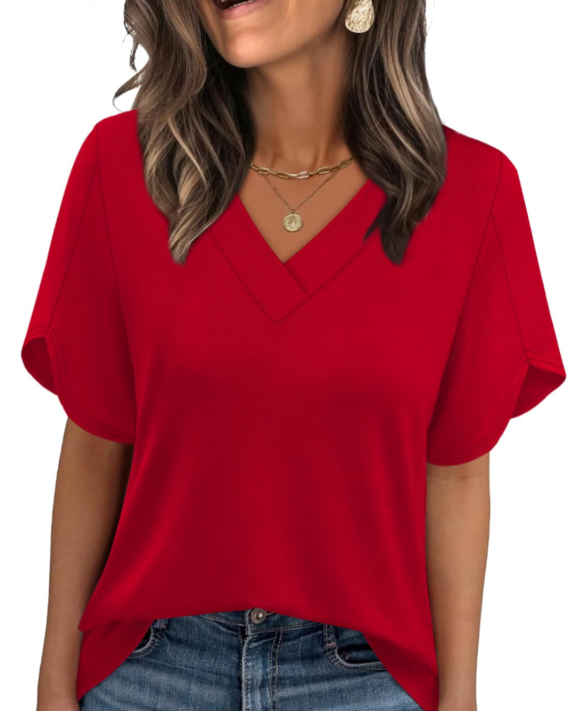 Sophie Bluse Damen – Elegantes & Lässiges Oberteil mit V-Ausschnitt und Flügelärmeln