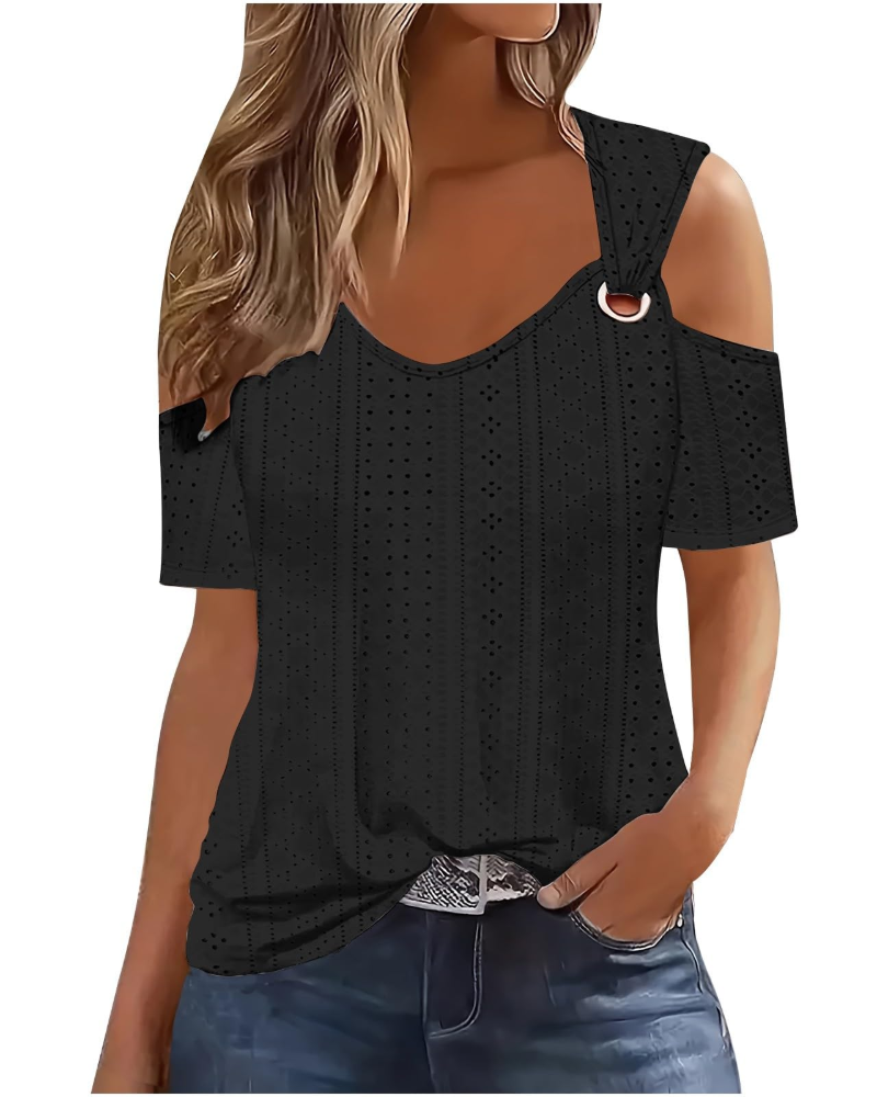 Blusa Lemma Mulher – Ombros Descobertos Gola Redonda Mangas Curtas