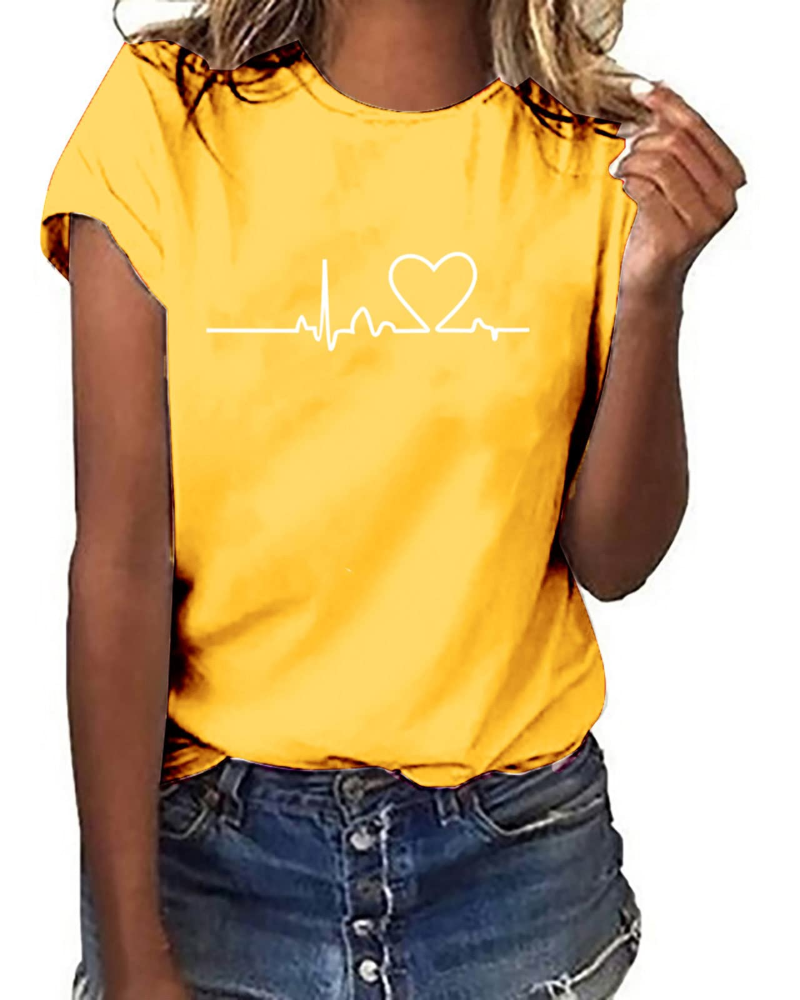 Chloe Damen T-Shirt Sommer – Rundhalsausschnitt mit floralem Druck und kurzen Ärmeln