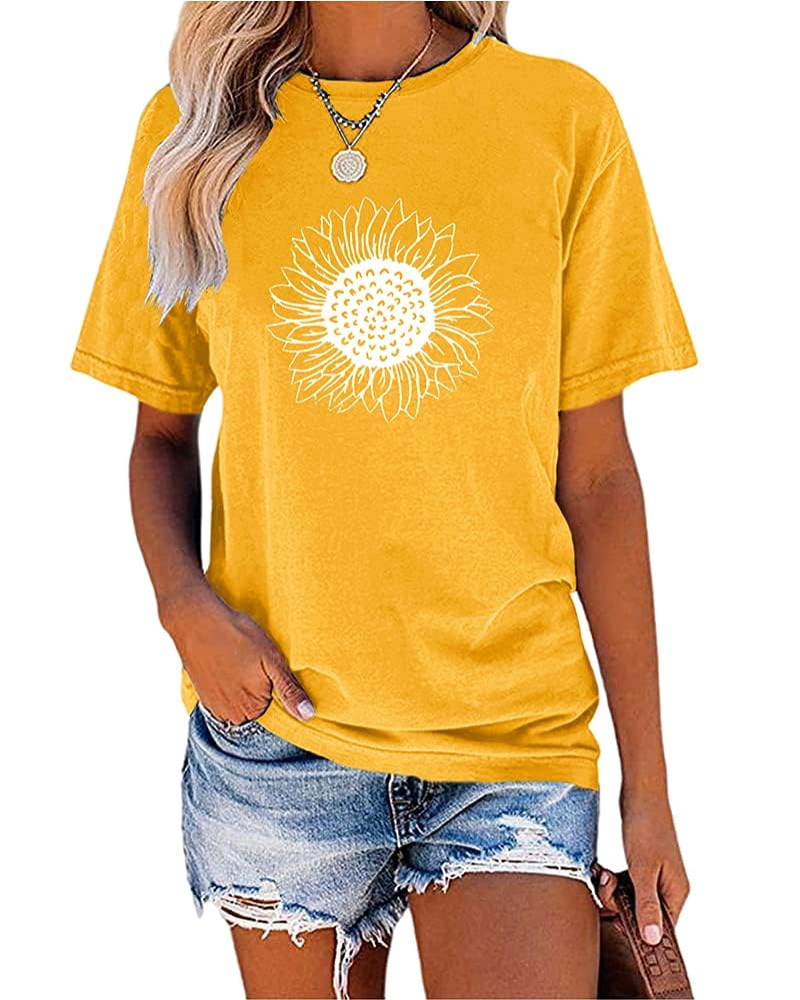 Daisy T-Shirt Femme Été – Tournesol Vintage Col Rond Manches Courtes