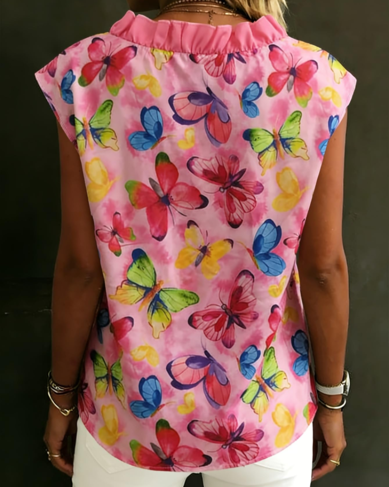 Farren Women's Floral Shirt – V-Neck Blouse with Ruffles and Off-Shoulder Design