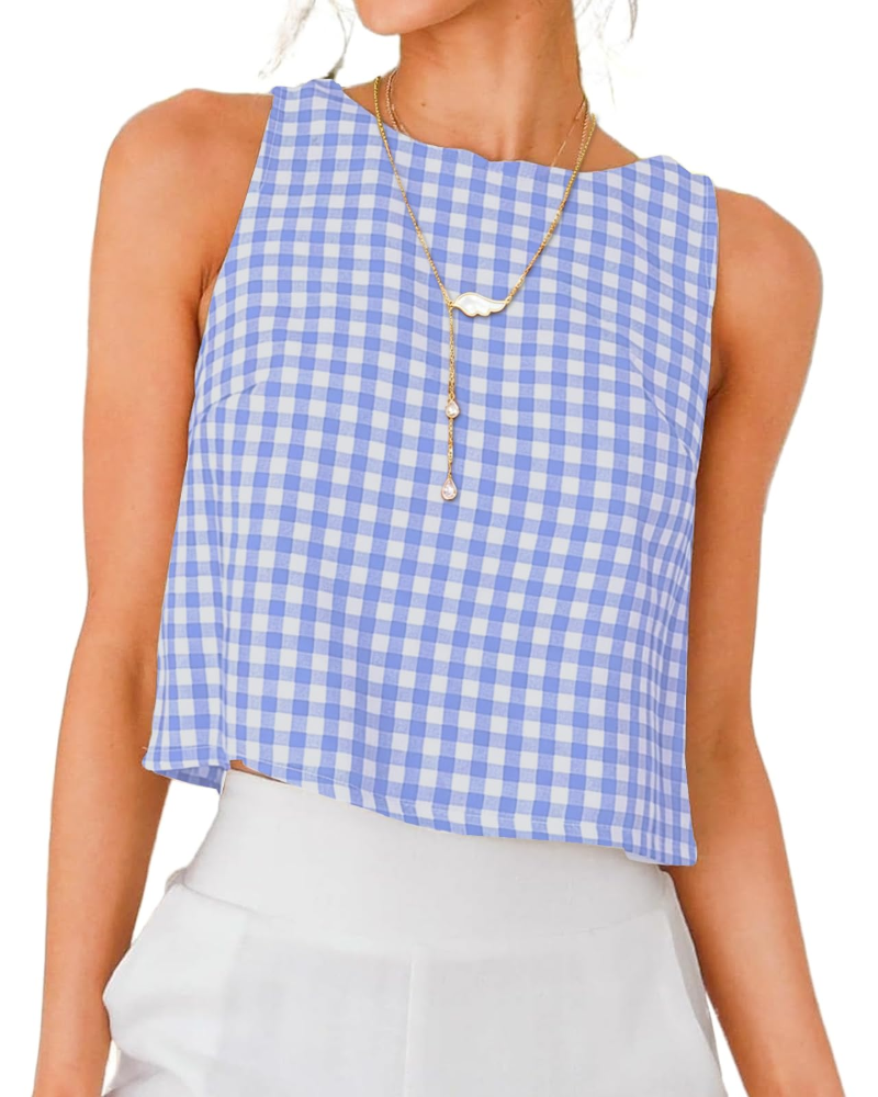 Sienna Top Femme en Lin – Blouse Courte Sans Manches avec Boutons Dos Élégants