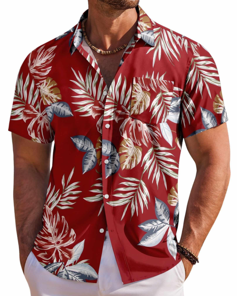Kaël férfi hawaii ing – virágos trópusi rövid ujjú, légáteresztő ing