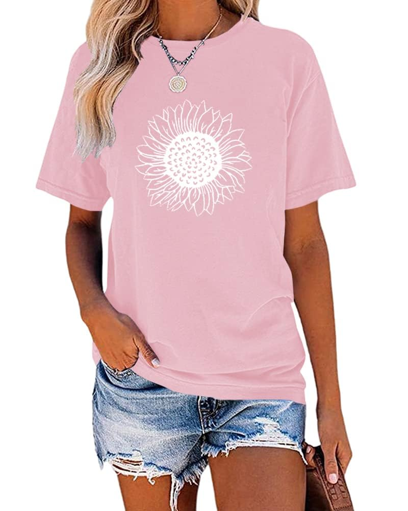 Daisy T-Shirt Femme Été – Tournesol Vintage Col Rond Manches Courtes