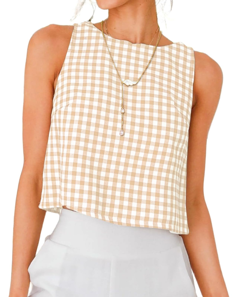 Sienna Top Femme en Lin – Blouse Courte Sans Manches avec Boutons Dos Élégants