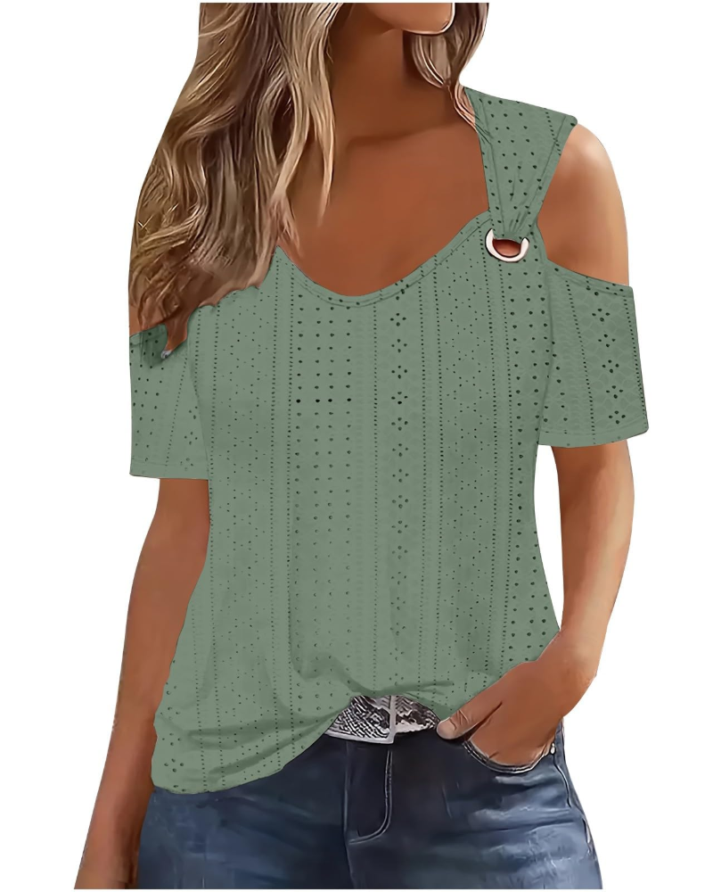 Blusa Lemma Mulher – Ombros Descobertos Gola Redonda Mangas Curtas