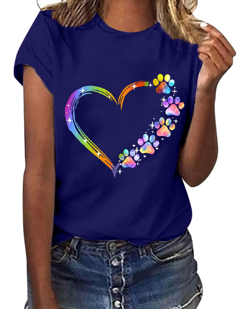Chloe Damen T-Shirt Sommer – Rundhalsausschnitt mit floralem Druck und kurzen Ärmeln