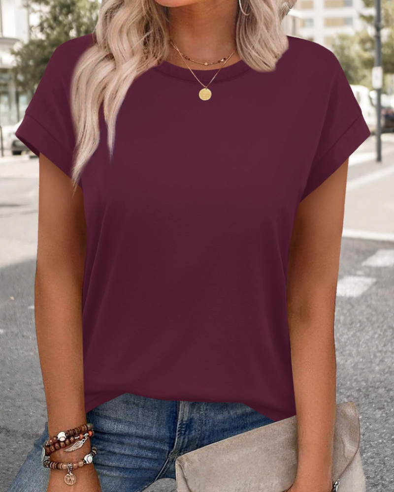 Milly Bluse Damen – Elegantes Tunika-Oberteil mit Rundhalsausschnitt und kurzen Ärmeln