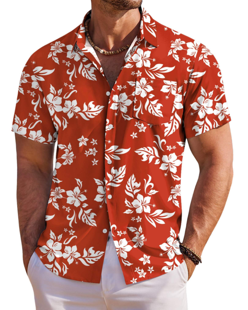 Kaël férfi hawaii ing – virágos trópusi rövid ujjú, légáteresztő ing