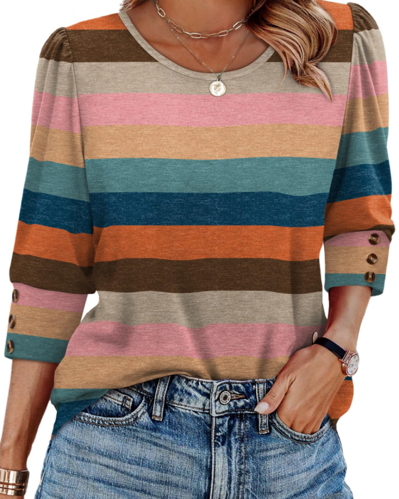 Hannah Chemisier Femme Boutonné – Blouse à Manches 3/4 Légère et Élégante