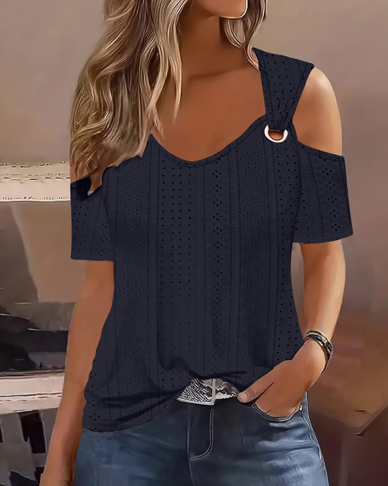 Blusa Lemma Mulher – Ombros Descobertos Gola Redonda Mangas Curtas