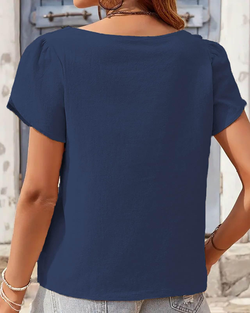 Olivia Bluse Damen – Eleganter und atmungsaktiver V-Ausschnitt mit Tulpenärmeln