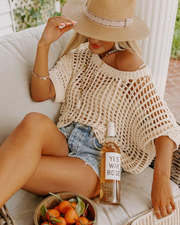 Avery Pull Crochet Mujer – Top Ligero Calado de Manga Corta Estilo Playa