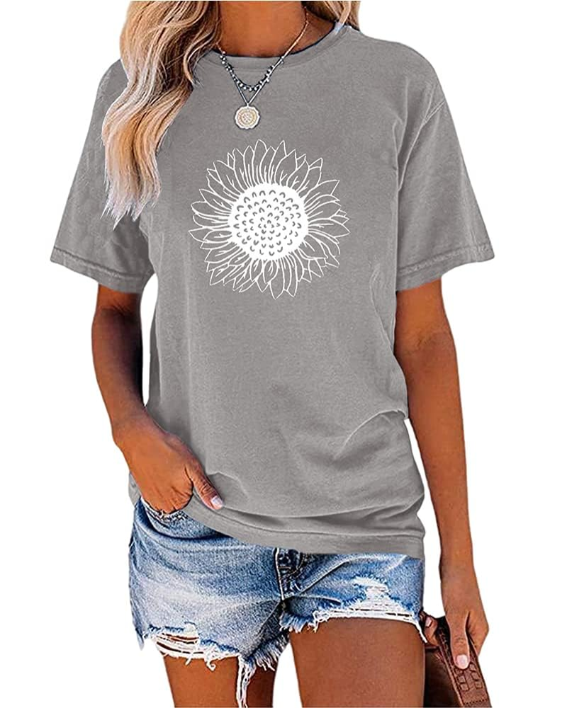 Daisy T-Shirt Femme Été – Tournesol Vintage Col Rond Manches Courtes
