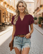 T-shirt estiva da donna Adele – Scollo a V maniche corte asimmetriche
