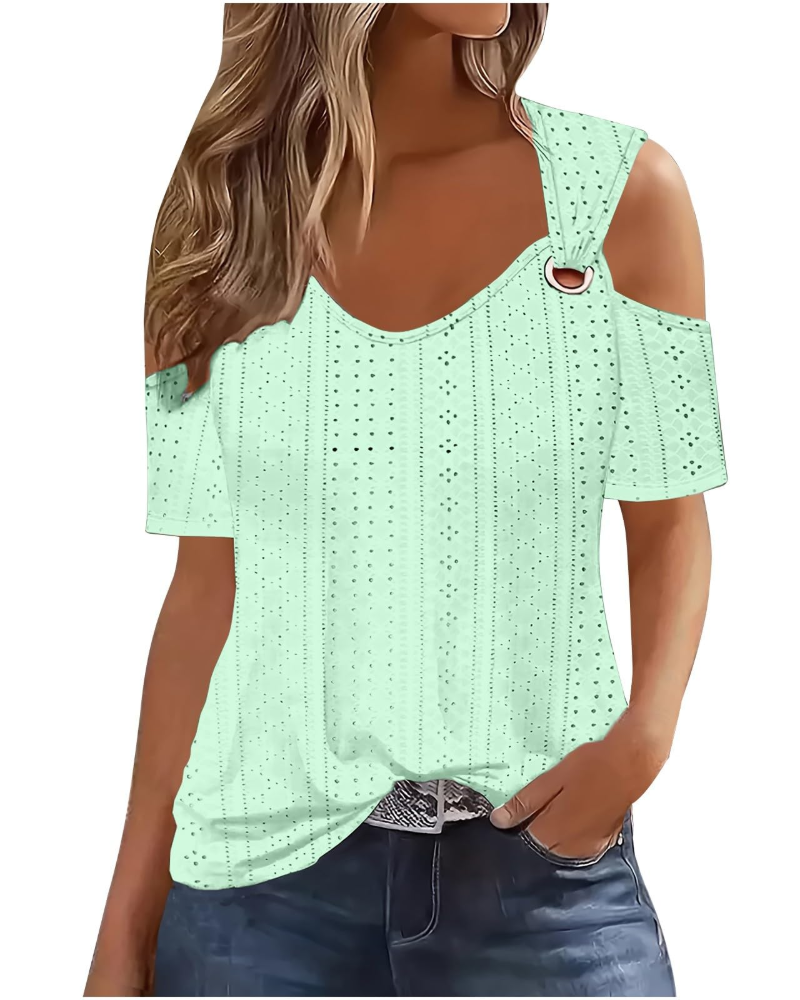 Blusa Lemma Mulher – Ombros Descobertos Gola Redonda Mangas Curtas