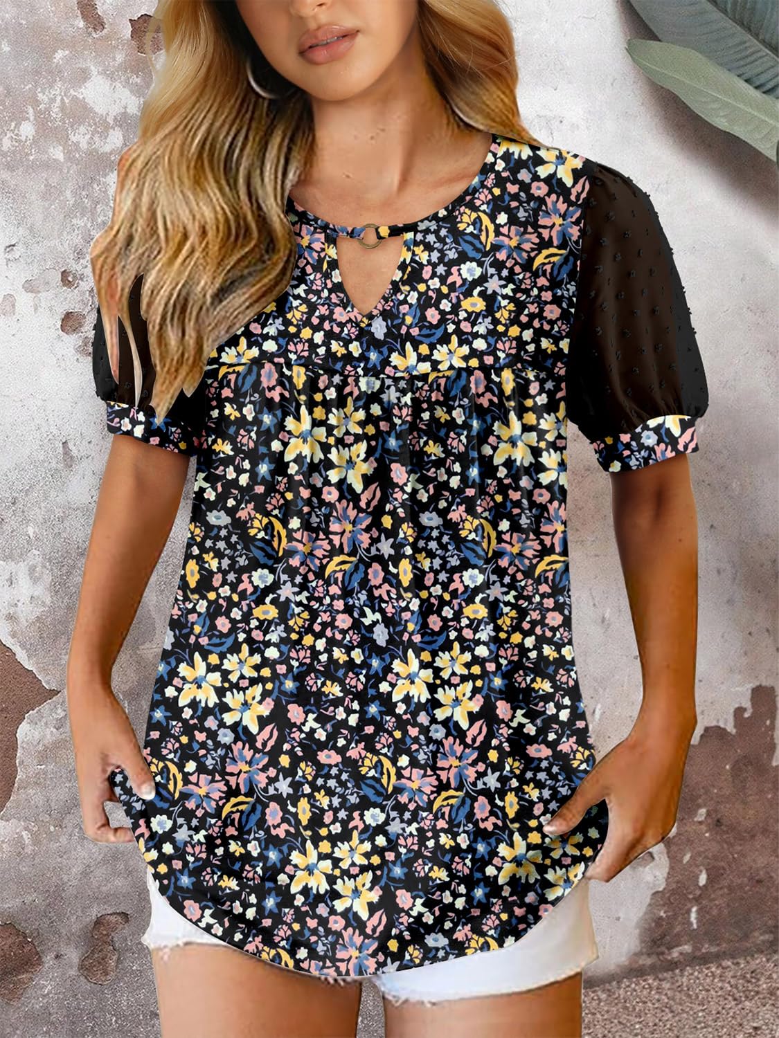 Blusa Casual de Mujer Fairy – Blusa Fluida con Cuello Redondo y Mangas Cortas