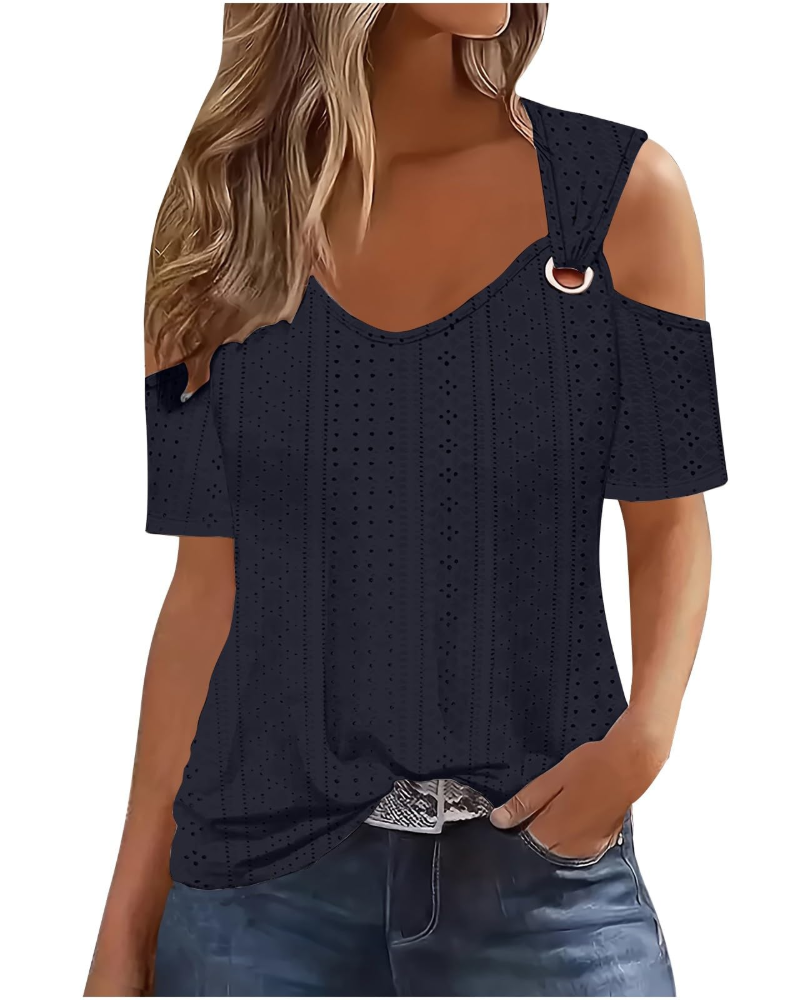 Blusa Lemma Mulher – Ombros Descobertos Gola Redonda Mangas Curtas
