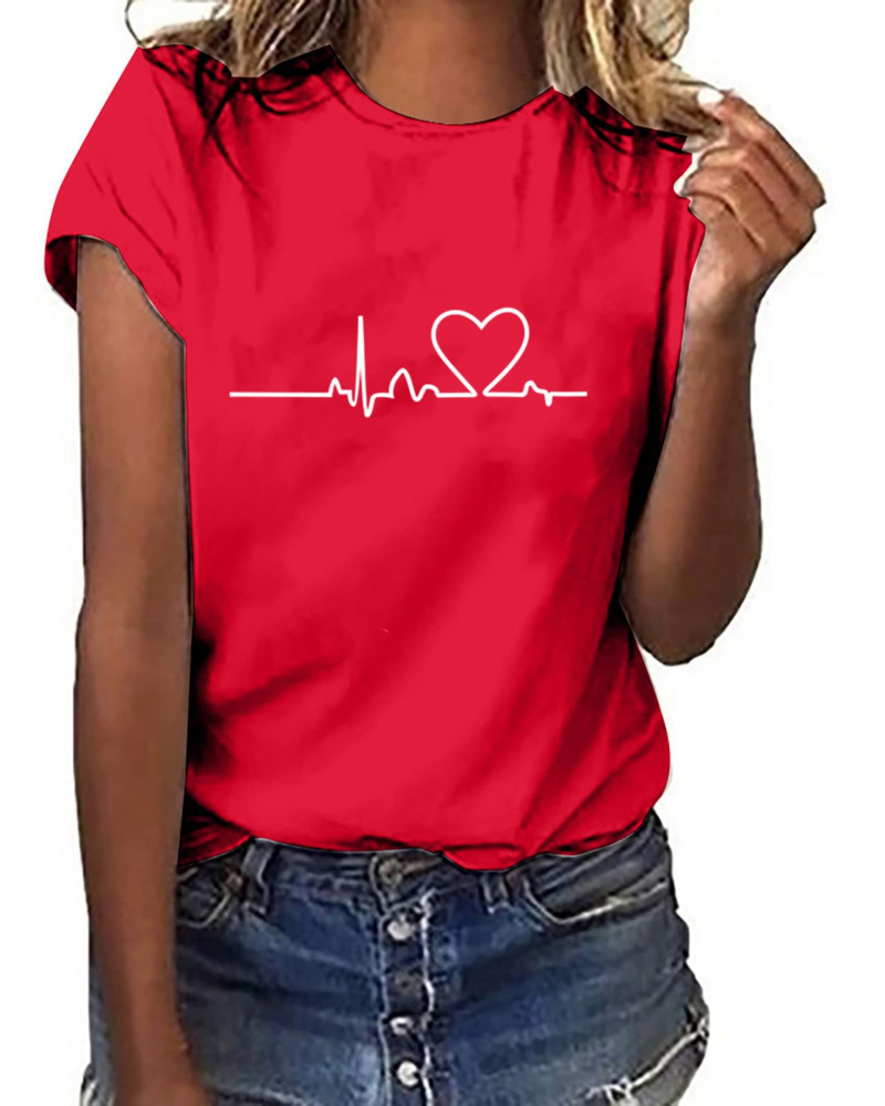Chloe Damen T-Shirt Sommer – Rundhalsausschnitt mit floralem Druck und kurzen Ärmeln