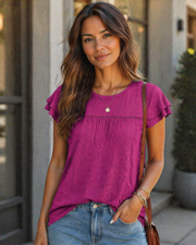 Top Isara pentru femei – Bluza cu broderie și volane, croială babydoll fluidă și stil șic de vară