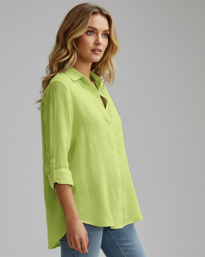 Blusa Jecca Donna con Bottoni – Camicetta Elegante a Maniche Lunghe, Taglio Slim e Chic