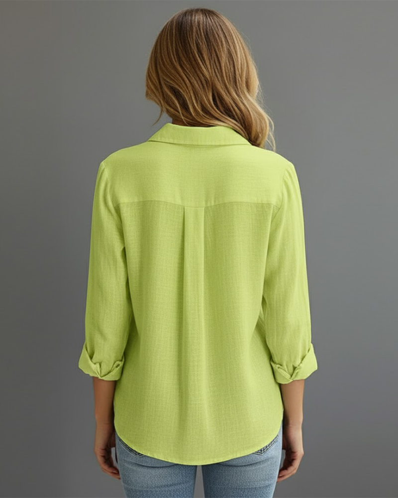 Blusa Jecca Donna con Bottoni – Camicetta Elegante a Maniche Lunghe, Taglio Slim e Chic