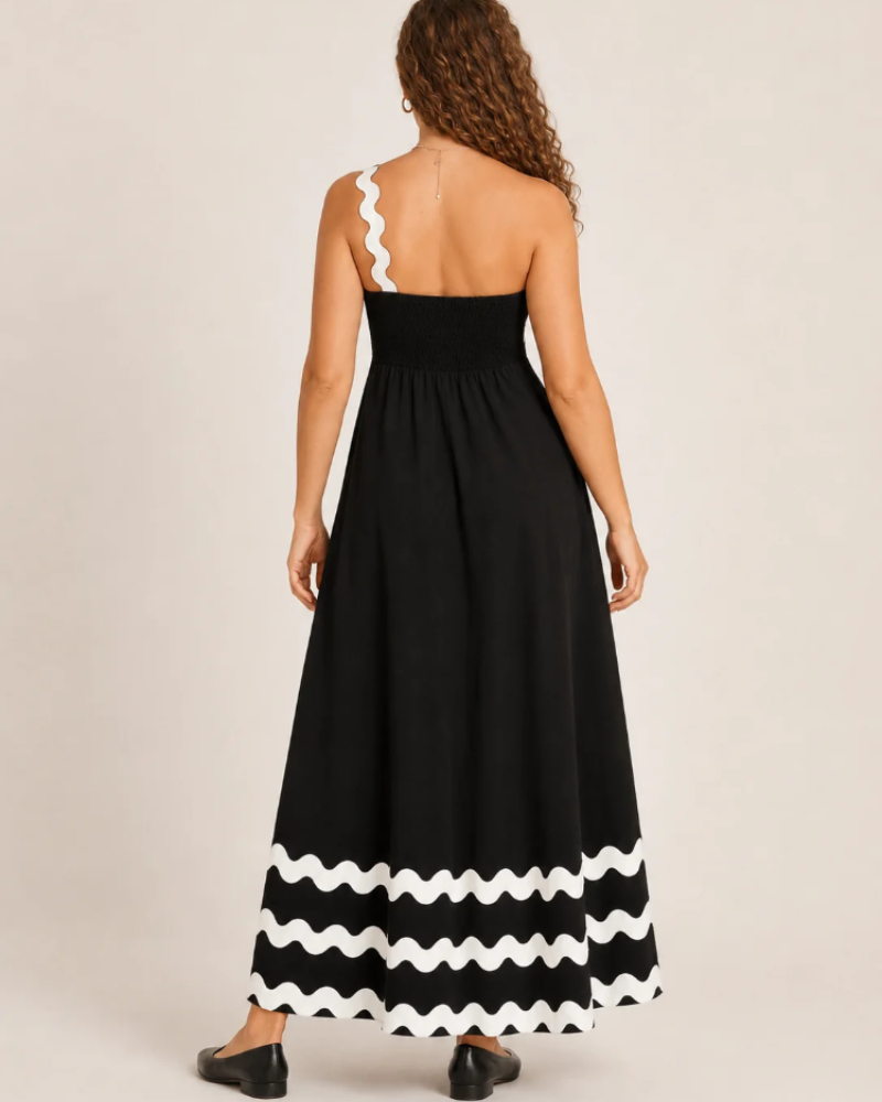 Tatum Maxikleid für Damen – langes Kleid mit verstellbaren Trägern und kontrastierenden Details