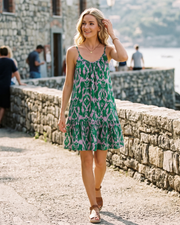 Vestido Daphne Robe Fleurie para mujer – Vestido mini bohemio con tirantes y escote en V