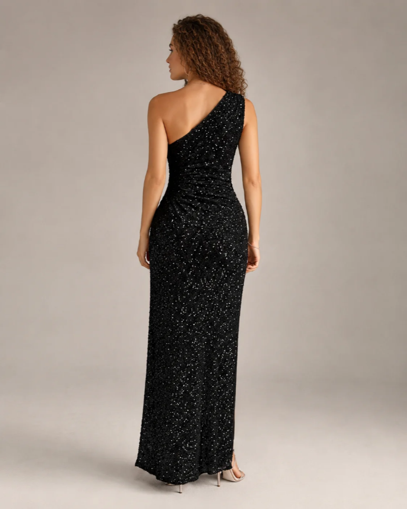 Reagan Robe Maxi Femme – Robe Longue Bustier à Paillettes avec Coupe Moulante Élégante