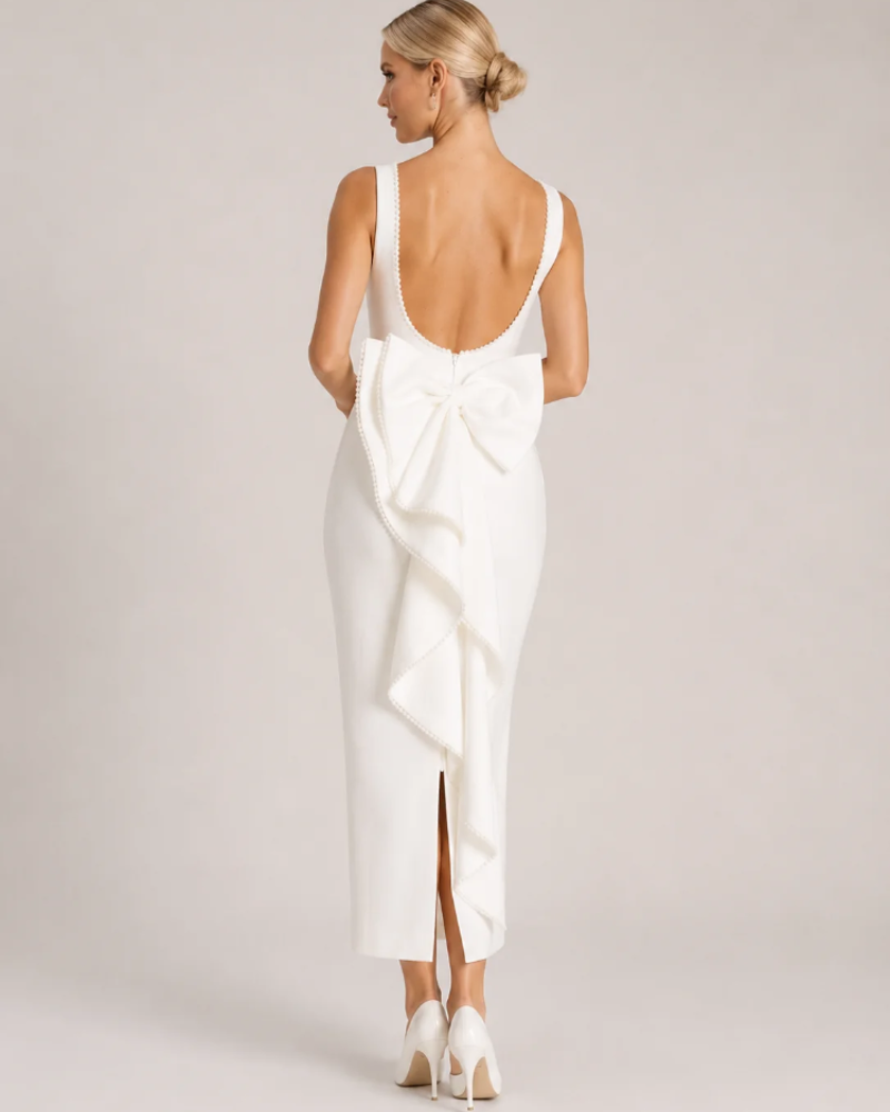Rowan Robe Maxi Dames – Lange Witte Mouwloze Jurk met Elegante Open Rug