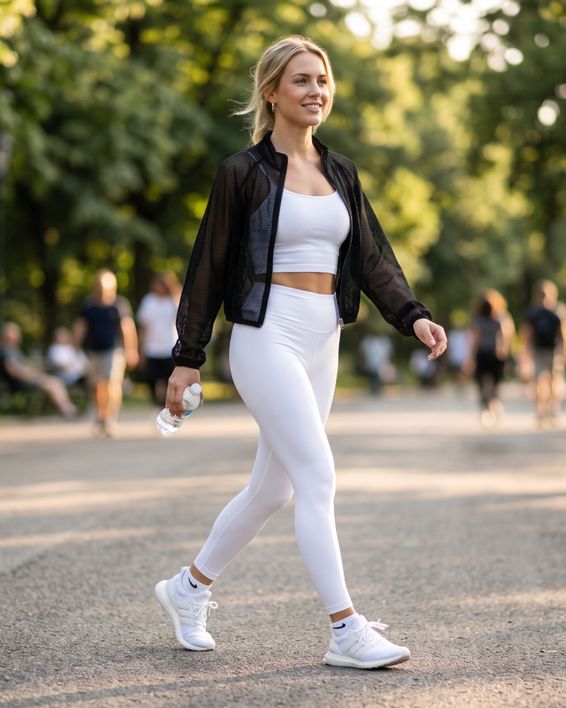 Ainsley Damesjas – Korte Sportjas van Ademend Mesh met Ritsluiting