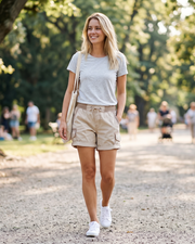 Piper Short Cargo til kvinder – lette, åndbare utility Bermuda-shorts med elastisk talje og flere lommer