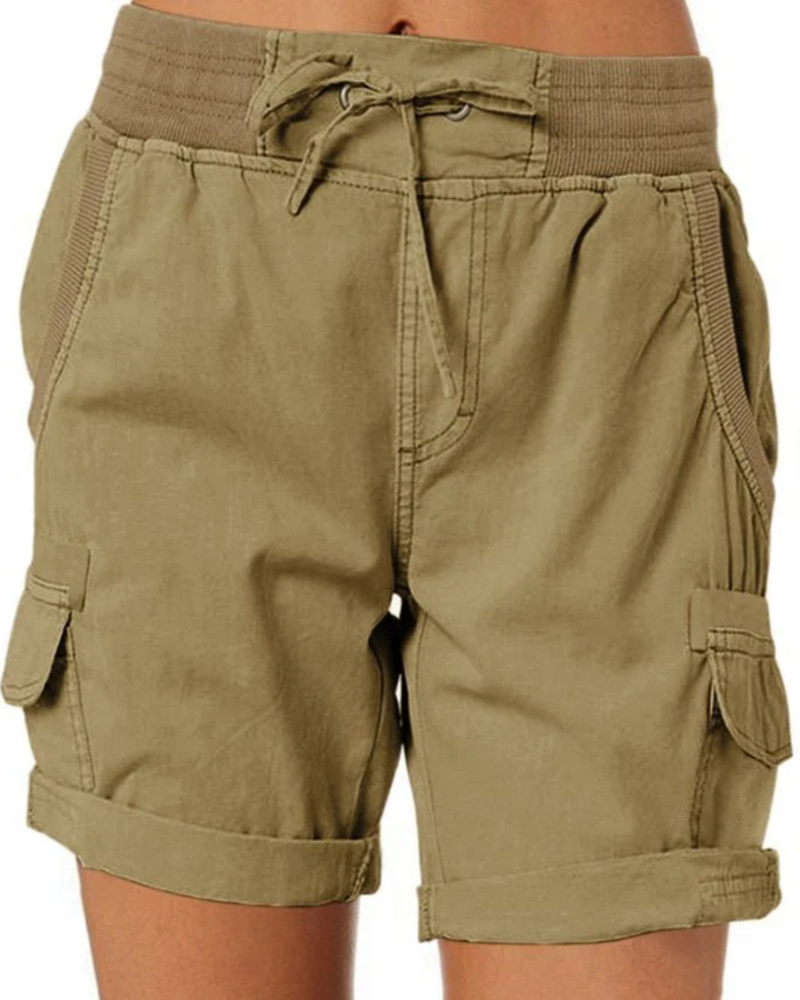 Piper Short Cargo til kvinder – lette, åndbare utility Bermuda-shorts med elastisk talje og flere lommer
