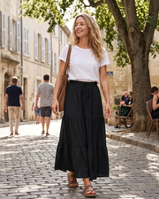 Grace Jupe Maxi Femme – Jupe Longue Évasée avec Taille Haute Élastique & Poches