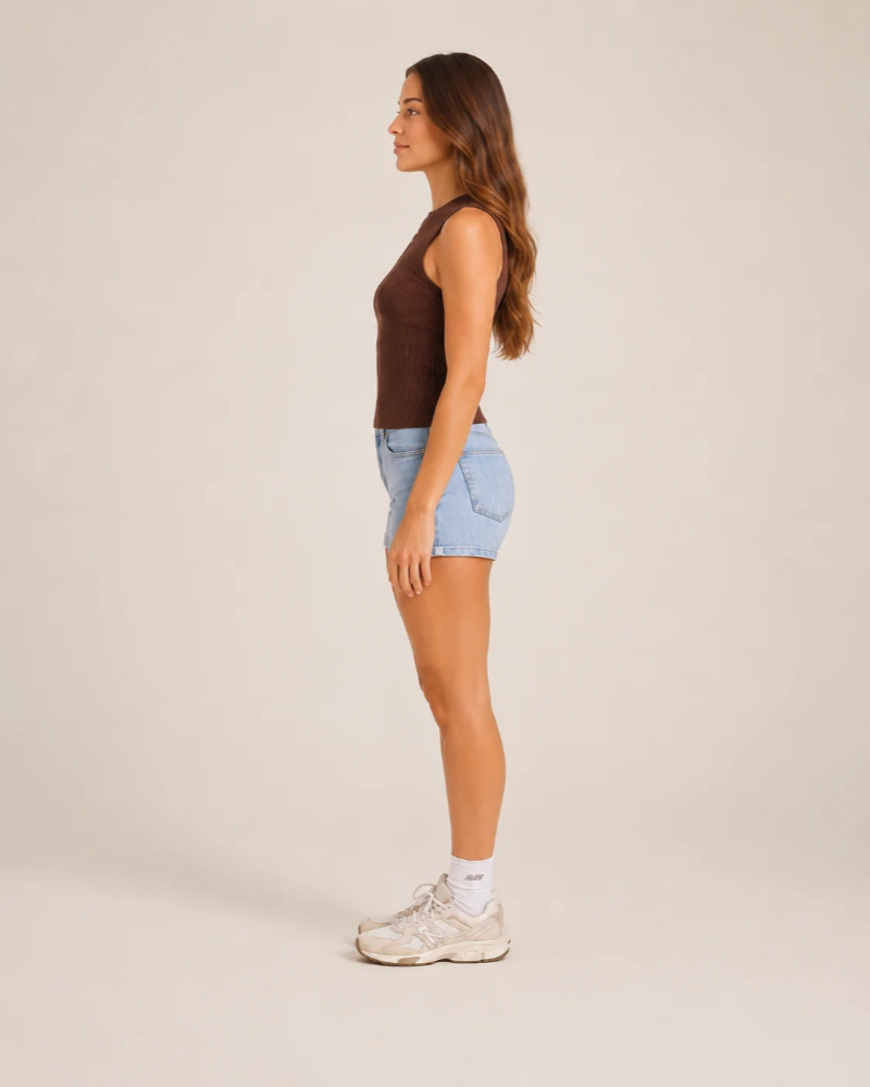 Emery Damen-Top – Elegantes, ärmelloses, geripptes Stretch-Oberteil mit Rundhalsausschnitt