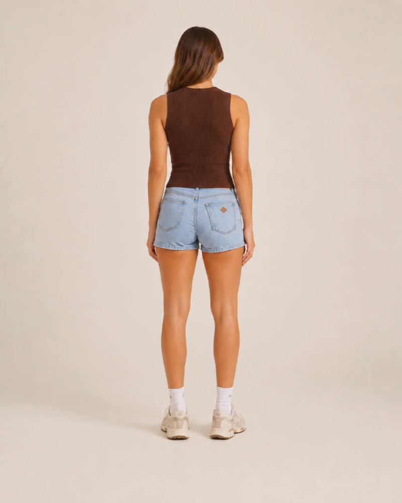 Emery Damen-Top – Elegantes, ärmelloses, geripptes Stretch-Oberteil mit Rundhalsausschnitt